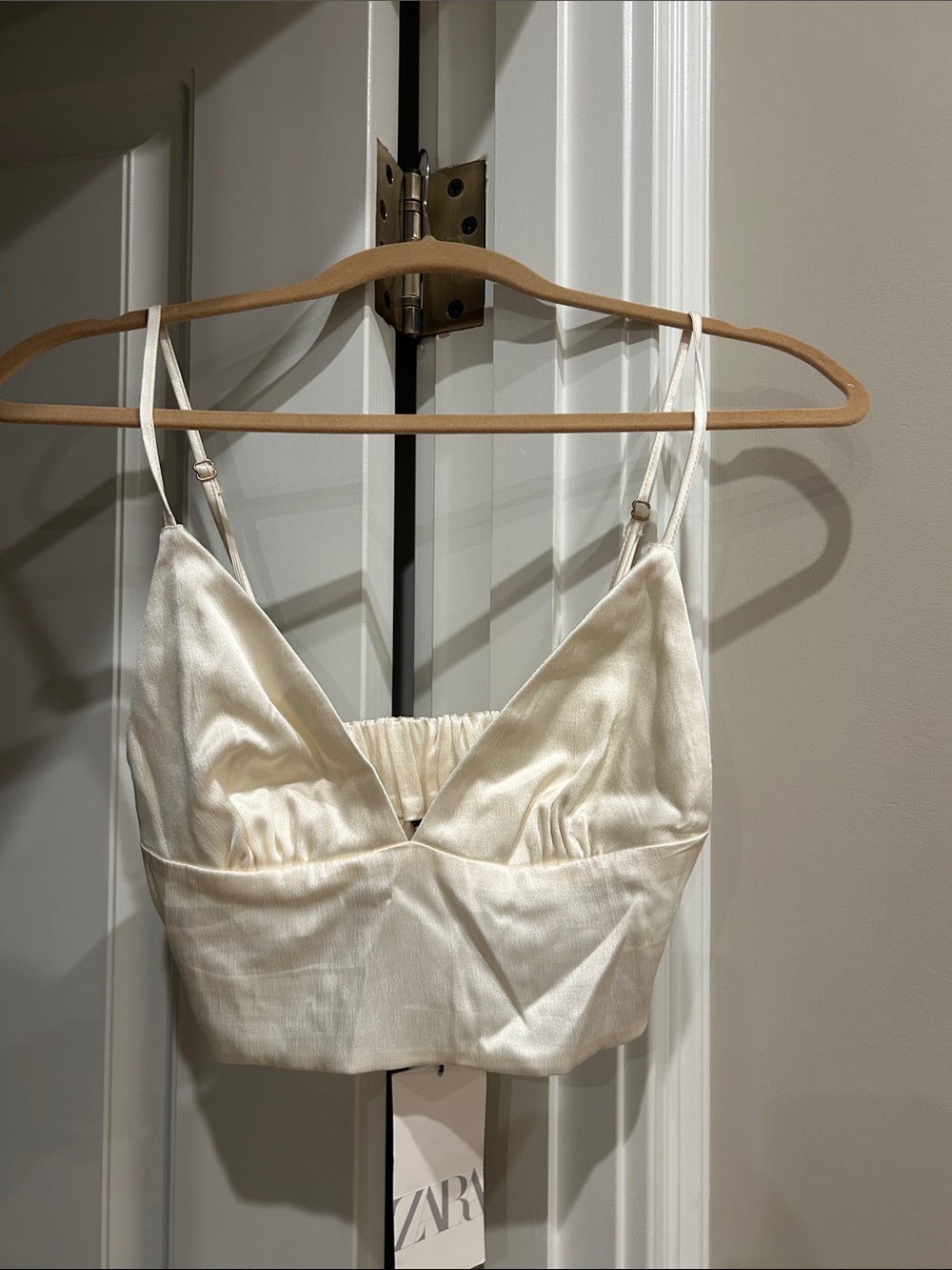 Zara Ivory Satin Cropped Bralette